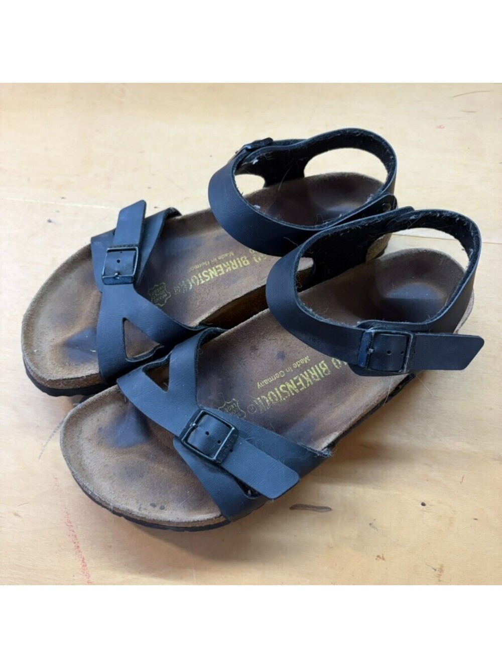 Birkenstock Rio Sandals Womens US 9 EU 40 Black Ankle Strap Cork Footbed